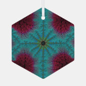 Blue Red en Green Starburst Fractal Suncatcher Glas Ornament (Achterkant)
