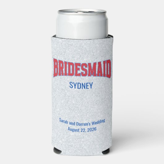 Blue + Red Faux Glitter BRIDESMAID Bachelorette (Seltzer Voorkant)