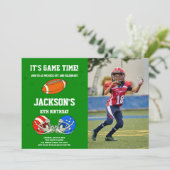 Blue Red Football Anniversaire Invitations avec ph (Debout devant)