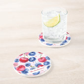 Blue Red Fruit Cherry Berry Sandstone Onderzetter (Zijkant)