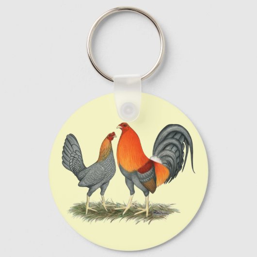 Blue Red Gamefowl Sleutelhanger (Voorkant)