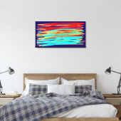 Blue Red Gold Abstract Art Opgerold Canvas afdrukk (Insitu (Slaapkamer))