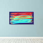 Blue Red Gold Abstract Art Opgerold Canvas afdrukk Afdruk (Insitu (Houten vloer))