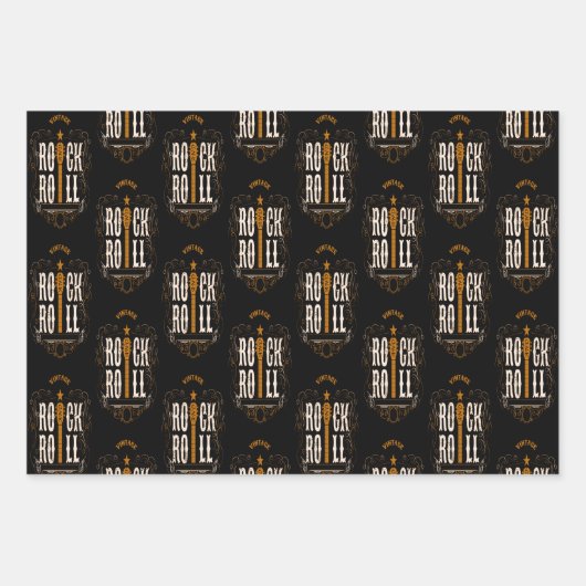 Blue Red & Gold Rock & Roll Inpakpapier Vel (Voorkant 3)