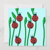 Blue Red & Green ladybug Birthday Uitnodiging (Achterkant)