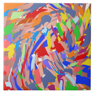 Blue Red Green Roos Gold Foil Abstract Design Tegeltje