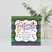 Blue Red Green Sarape Cinco de Mayo Invitation (Debout devant)