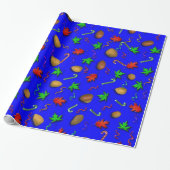 Blue Red Green Yellow Candy Cane kerstfeestdag Cadeaupapier (Uitgerold)