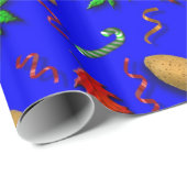 Blue Red Green Yellow Candy Cane kerstfeestdag Cadeaupapier (Rol Hoek)