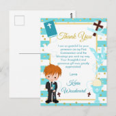 Blue Red Hair Boy First Community Bedankt Briefkaart (Voorkant / Achterkant)