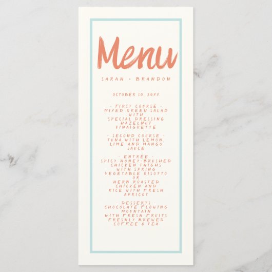 Blue Red manuscrit Typographie Retro Mariage Menu (Devant)
