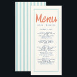 Blue Red manuscrit Typographie Retro Mariage Menu<br><div class="desc">Bleu rouge rayé écriture manuscrite Typographie Retro Mariage Menu</div>
