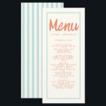 Blue Red manuscrit Typographie Retro Mariage Menu<br><div class="desc">Bleu rouge rayé écriture manuscrite Typographie Retro Mariage Menu</div>
