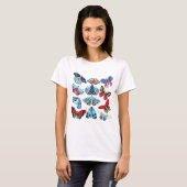 Blue Red Moth and Butterfly T-Shirt (Voorkant volledig)