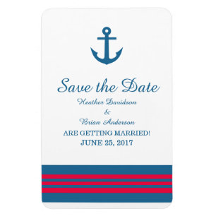 Blue Red Nautical Anchor Save the Date Magnet Magneet