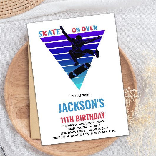 Blue Red Skateboards Invitations Anniversaire