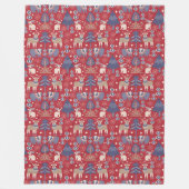 Blue Red Tan Scandinavian Pattern Fleece Deken (Voorkant)