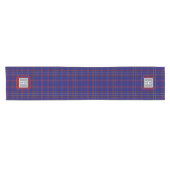Blue Red Tartan Monogram Korte Tafelloper (Horizontaal)