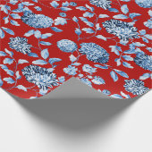 Blue Red Vintage met kerstboompluis Cadeaupapier (Hoek)