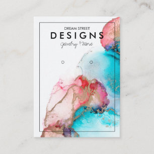 Blue Red Waterverf Gold Earring Display Kaart Visitekaartje