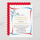Blue Red White Dove Confirmation Celebration Kaart (Voorkant / Achterkant)