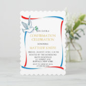 Blue Red White Dove Confirmation Celebration Kaart (Staand voorkant)