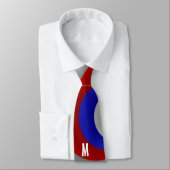 Blue Red White Fractal Art Pattern Monogram Stropdas (Gebonden)