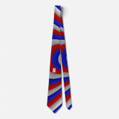 Blue Red White Fractal Art Pattern Monogram Stropdas (Voorkant)