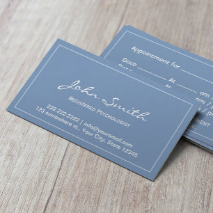 Blue Registered Psychologist Appointment Card Afsprakenkaartje