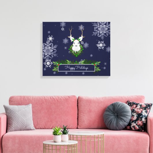 Blue Reindeer Canvas Print (Insitu (Woonkamer))