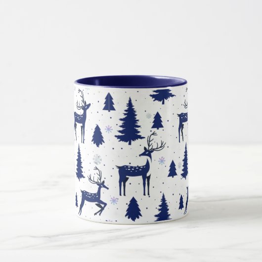 Blue Reindeer Christmas Mug Mok (Midden)