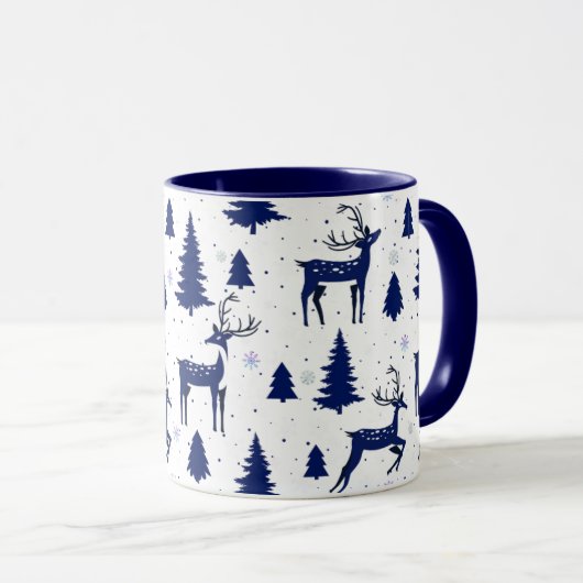 Blue Reindeer Christmas Mug Mok (Voorkant rechts)