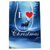 Blue Reindeer Custom Christmas Medium Cadeauzakje (Voorkant)