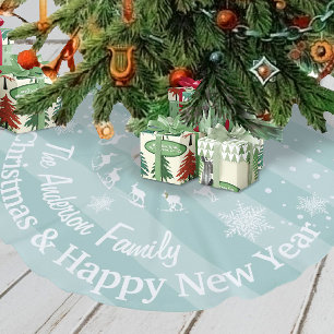 Blue Reindeer Forest kerst op maat Imitatie Linnen Kerstboom Rok