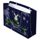 Blue Reindeer Gift Bag Groot Cadeauzakje (Achterkant Gekanteld)