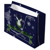 Blue Reindeer Gift Bag Groot Cadeauzakje (Voorkant Gekanteld)