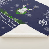 Blue Reindeer Sherpa Blanket Sherpa Deken (3/4)