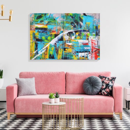 Blue Reliefs Canvas Afdruk (Insitu (Woonkamer))