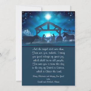 Blue Religious Nativity 5x7 kerst Kaart