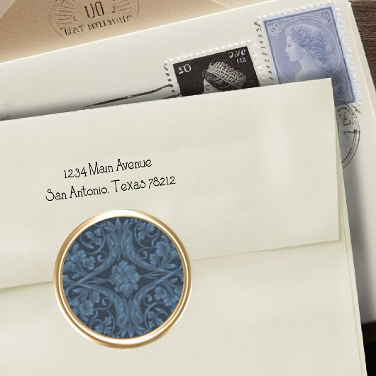 Blue Renaissance Gold Envelope Seal Ronde Sticker