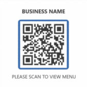 Blue Restaurant QR Code Scan for Menu Sticker (Voorkant)