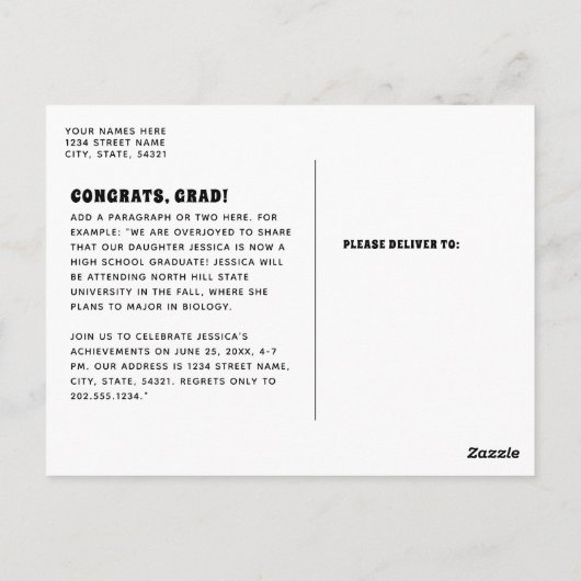 Blue Retro '70s Afstudeerder 2023 Groovy Afstudere Briefkaart (Achterkant)