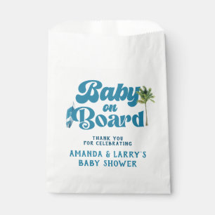 Blue Retro Baby on board Surf Baby shower Bedankzakje