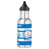 Blue Retro Baseball Style Waterfles (Rechts)