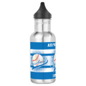 Blue Retro Baseball Style Waterfles (Links)