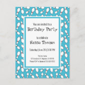 Blue Retro Bowling Birthday Invitation Carte posta (Devant)