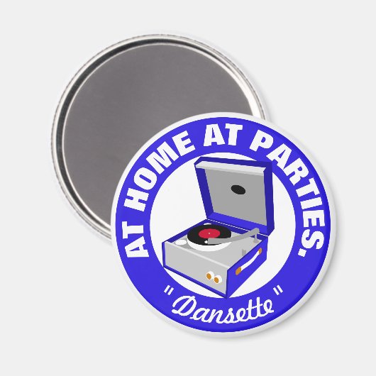 Blue Retro Dansette platenspeler Magnet Magneet (Voorkant / Achterkant)