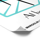 Blue Retro Dansette platenspeler Pop Art poster (Hoek)