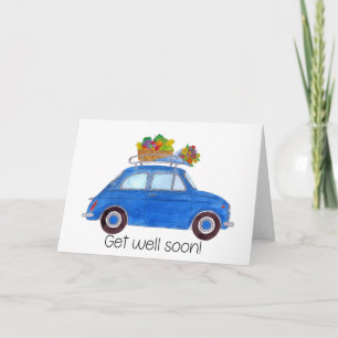 Blue Retro Fiat 500 Kaart