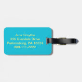 Blue Retro Flowers Bagagelabel (Achterkant horizontaal)